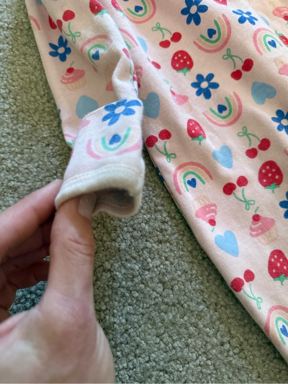 Pink Rainbow & Strawberry Footed Onesie for Kids